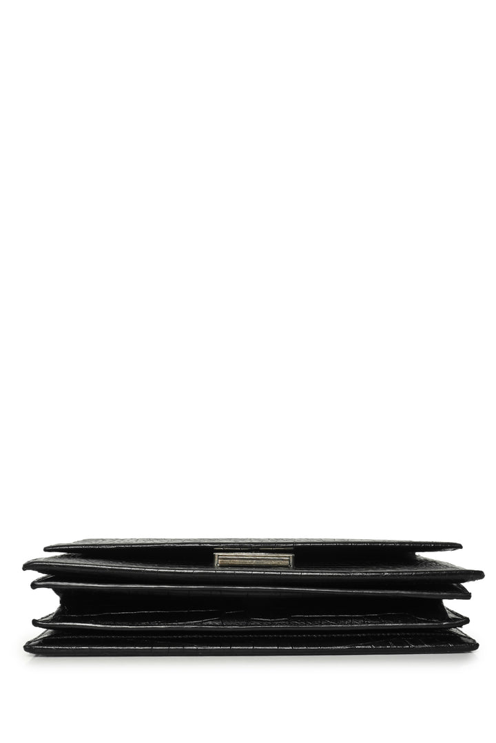 Saint Laurent 2017 Croc Embossed Leather Medium Babylone Top Handle Purse