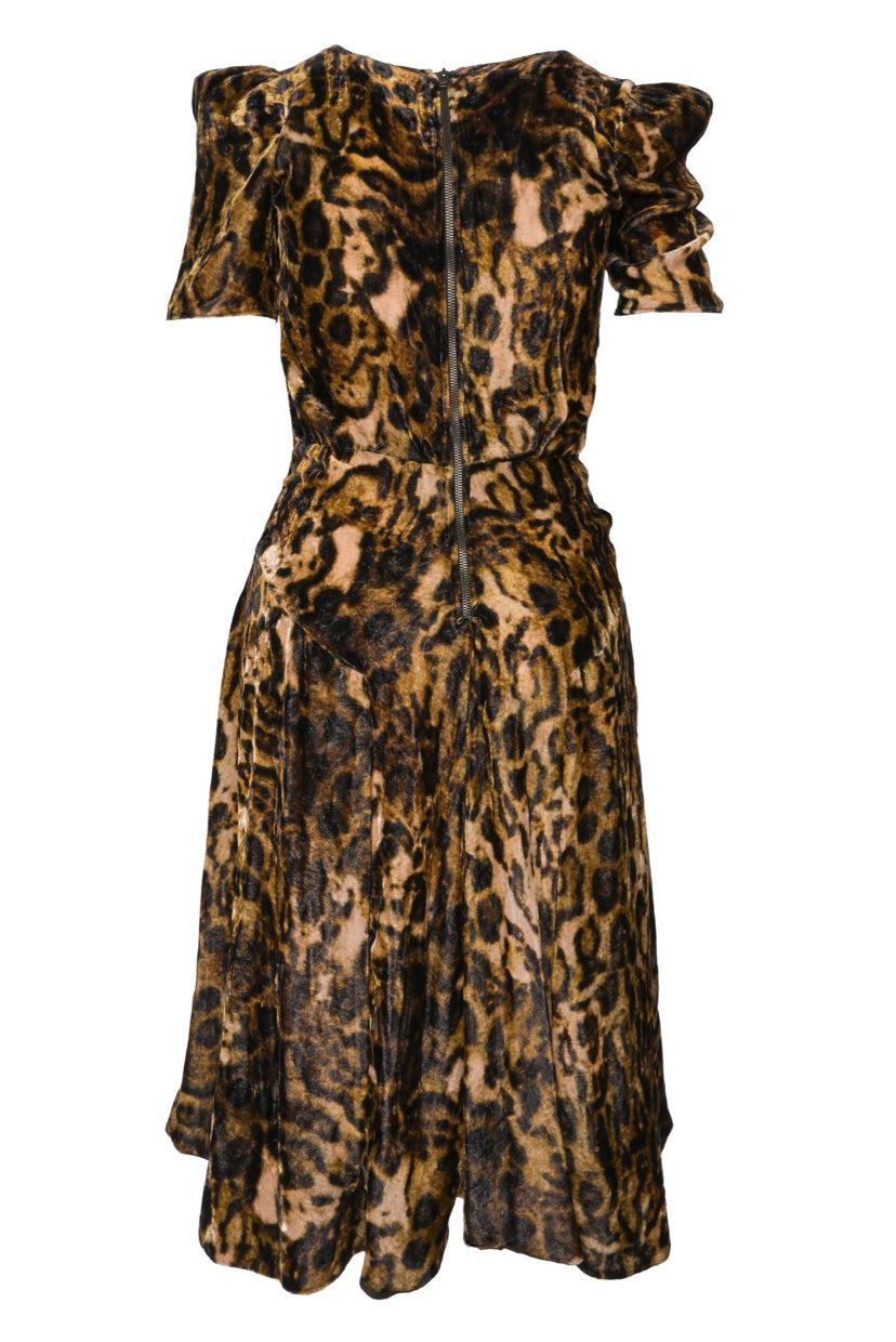 Isabel Marant Size 34 Ulia Leopard-print Velvet Midi Dress