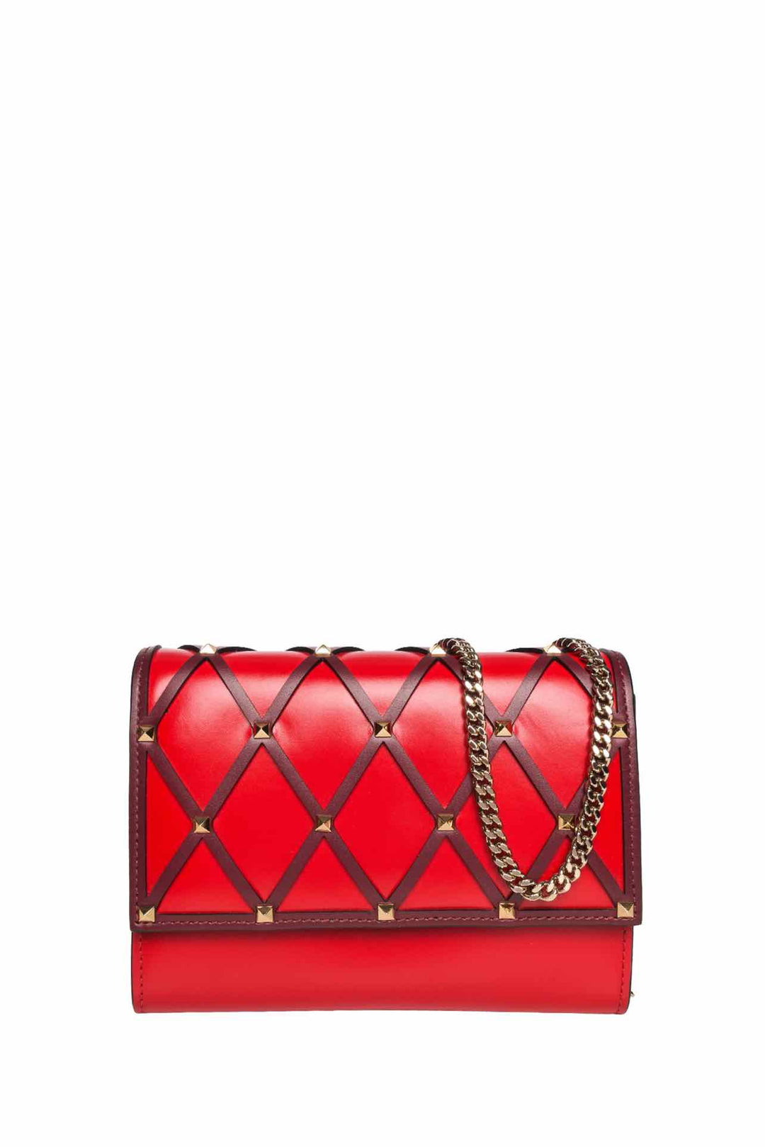 Valentino Leather Rockstud Beehive Wallet On Chain Crossbody