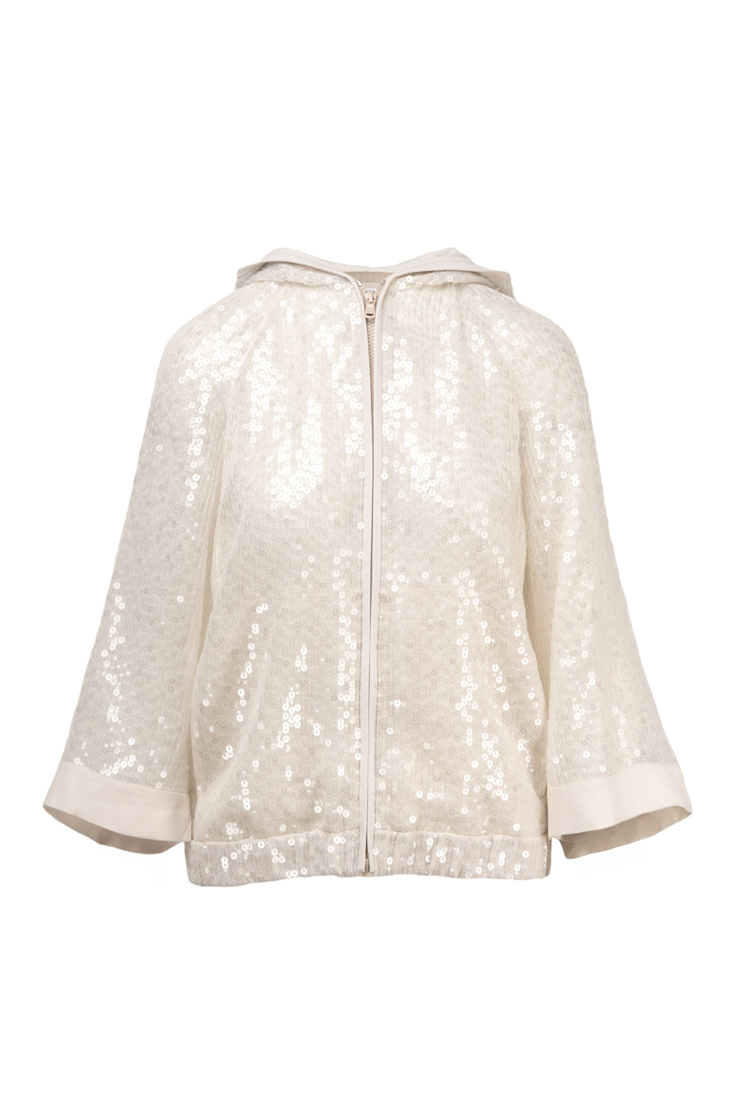 Brunello Cucinelli Size 0 Sequin Paillette Hooded Jacket