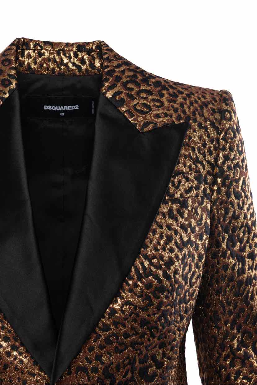 DSquared Size 40 Metallic Leopard Blazer