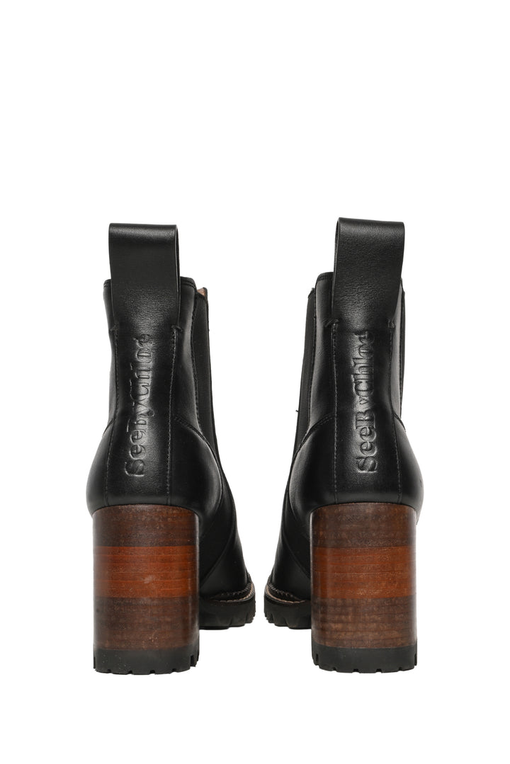 See by Chloe Size 39.5 Mallory High Block Heel Chelsea Ankle Boots