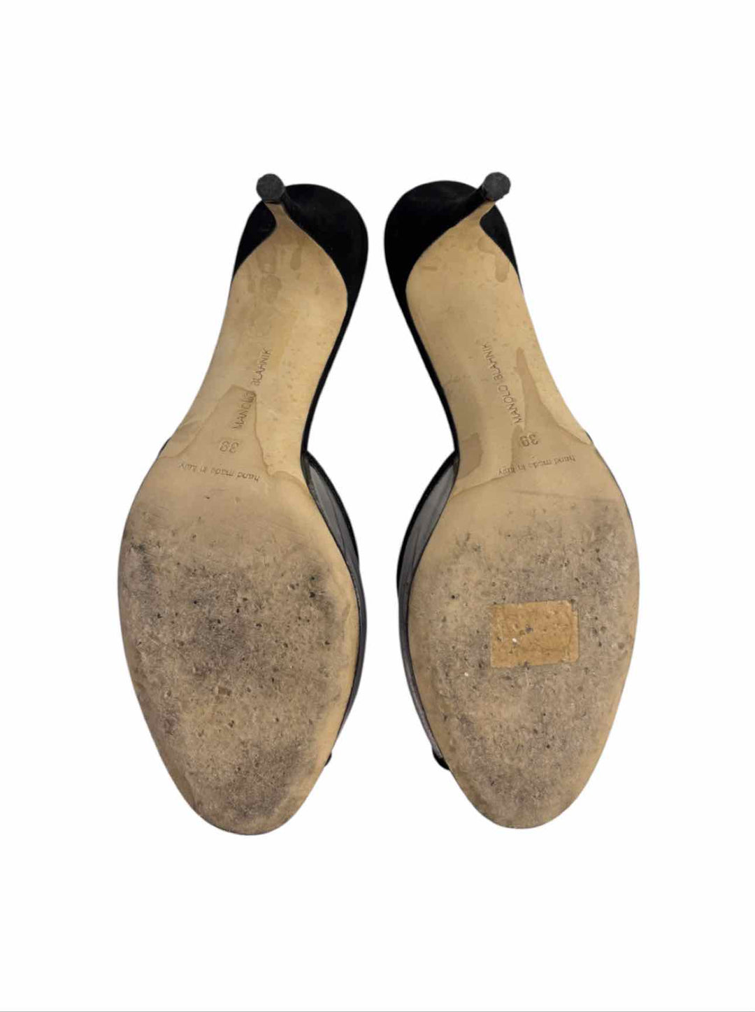 Manolo Blahnik Size 39 Jadifa Peep-Toe Mules