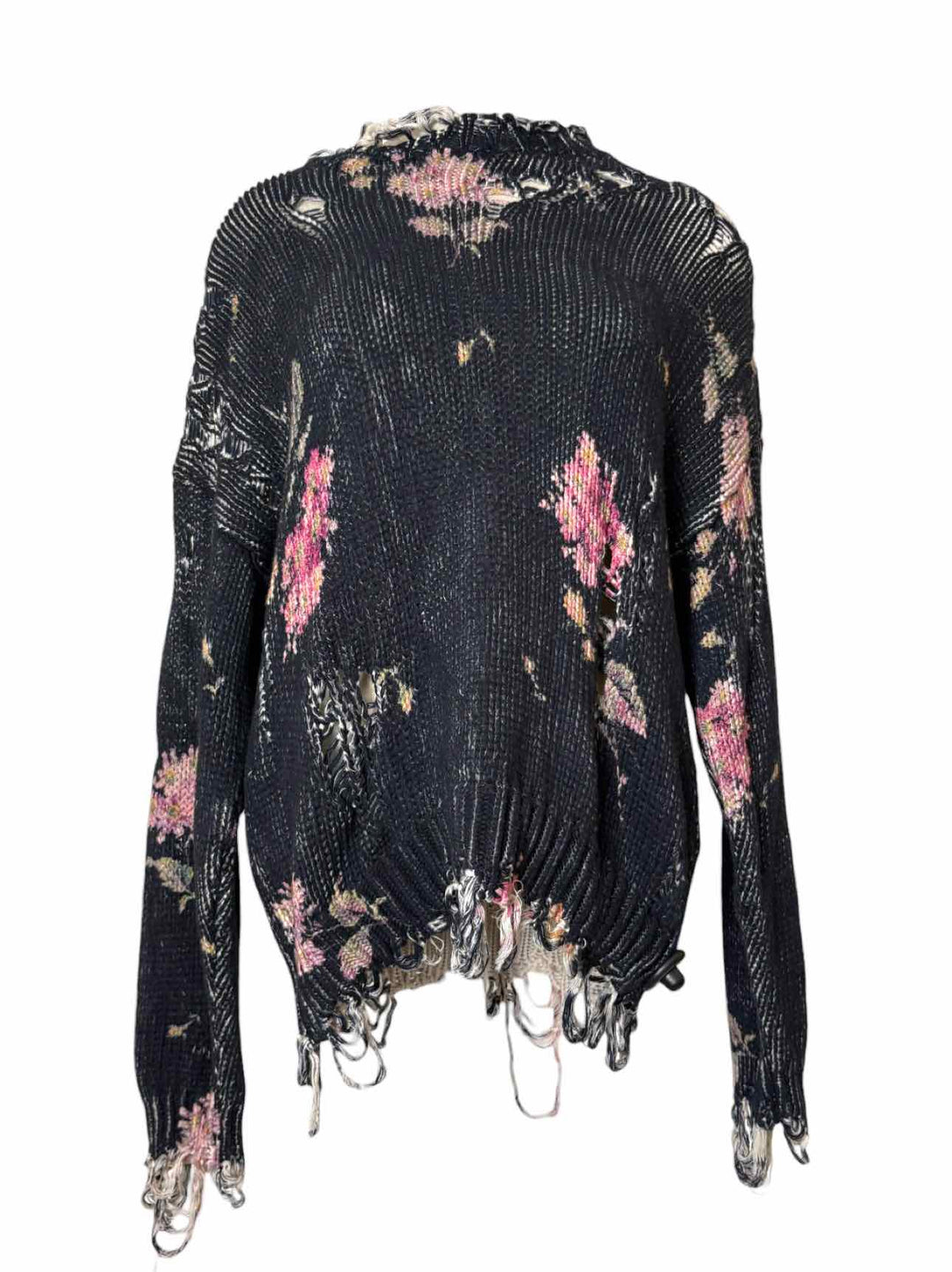 R13 Size XS FW 22 Distressed Knit Floral  Sweater