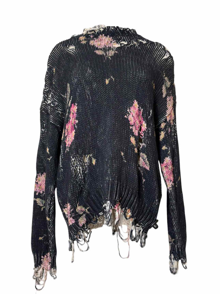 R13 Size XS FW 22 Distressed Knit Floral  Sweater