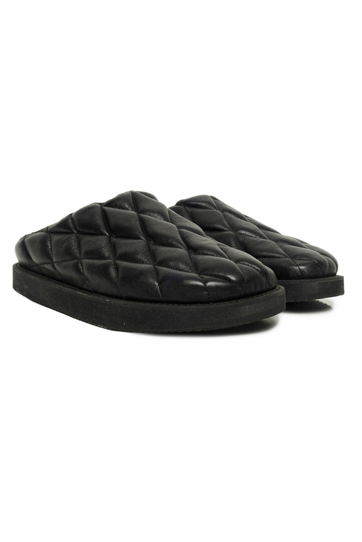 Y's by Yohji Yamamoto Size 3 Diamond Quilted Leather Slipper Flats