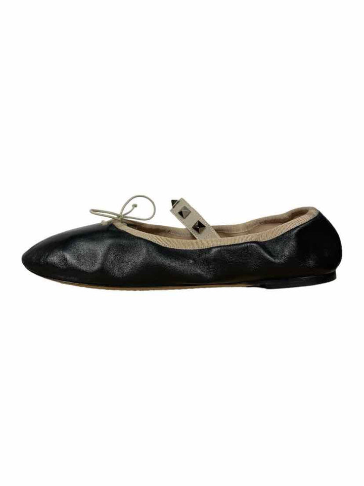 Valentino Size 38.5 Rockstud Leather Ballerina Flats