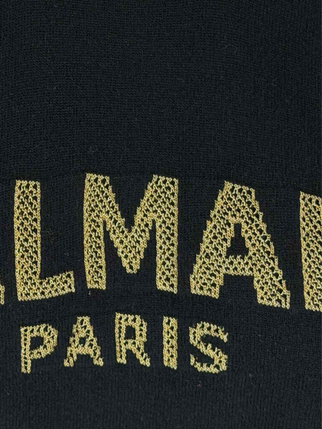 Balmain Size 44 Embroidered Log Cropped Wool-Blend Sweater