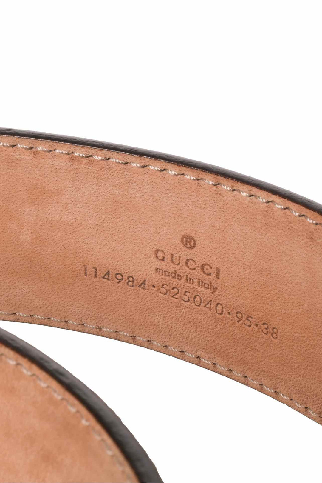 Gucci Size 38 Web Stripe Canvas & Leather Interlocking G Buckle Men's Belt
