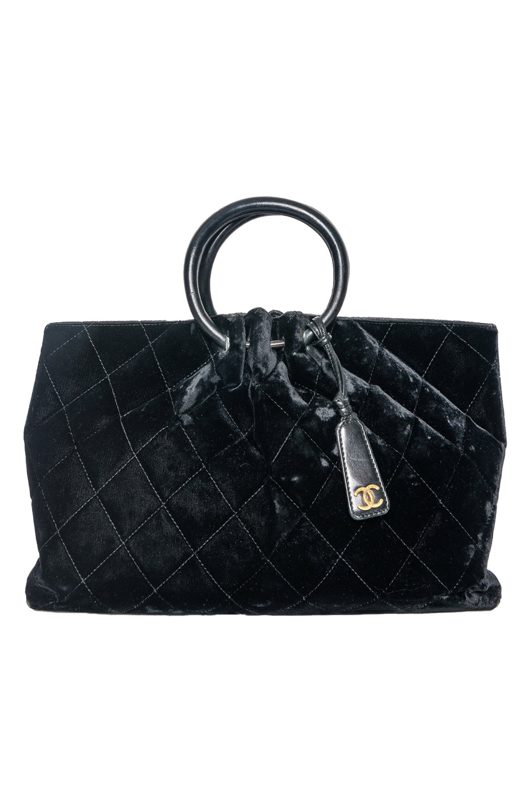 Chanel 2001 Velvet Quilted Top Handle Bag