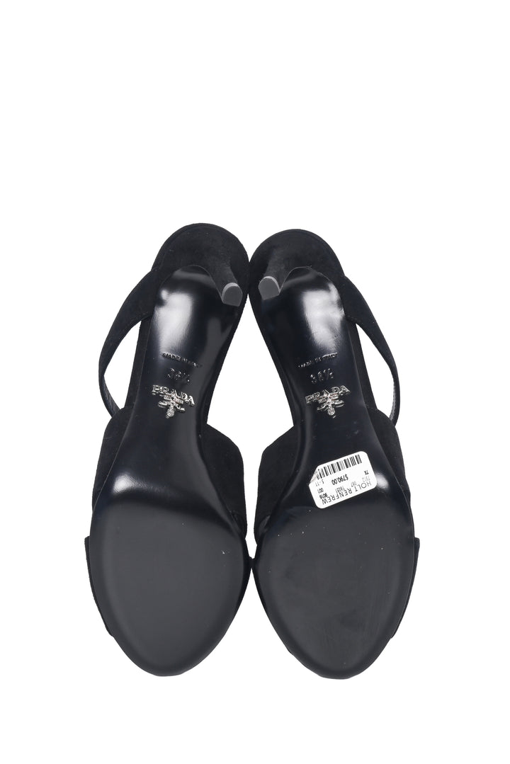 Prada Size 36.5 Suede Mules Sandals