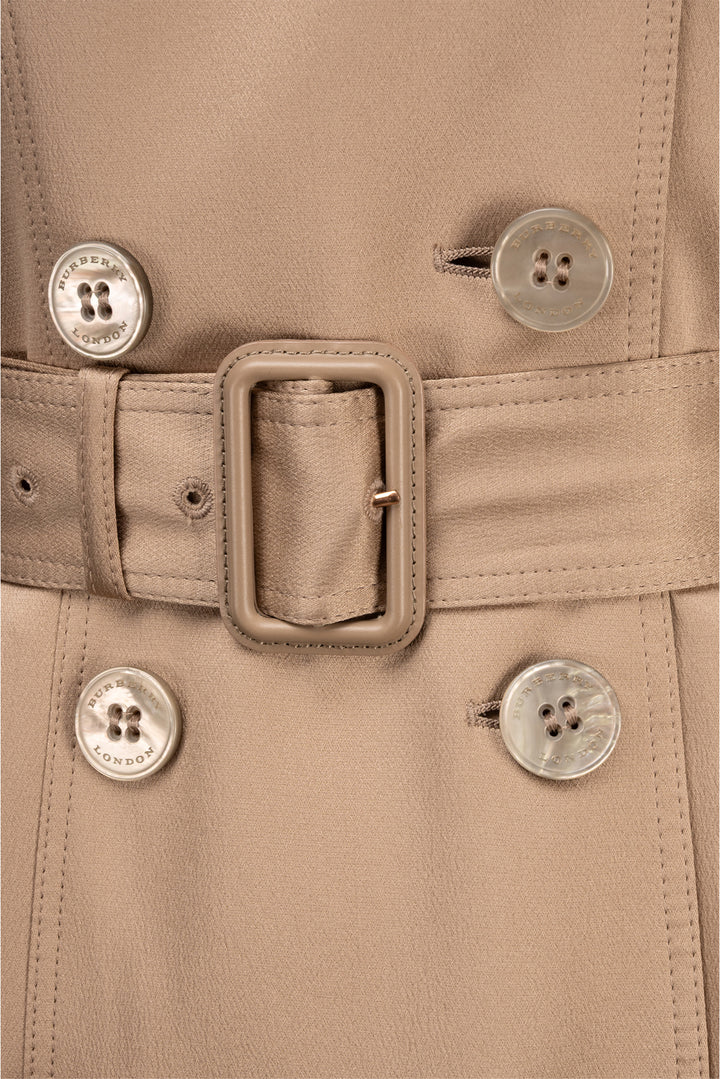 Burberry London Size 8 Silk Double Breasted Trench Coat