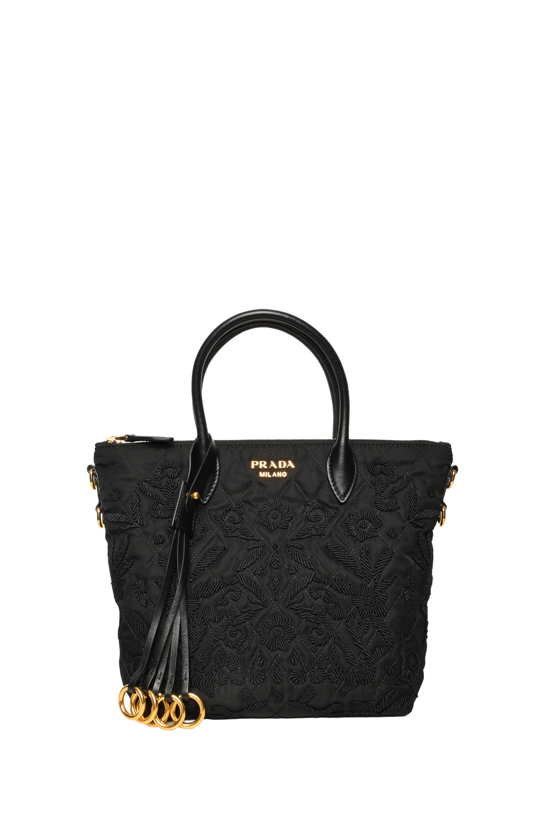 Prada Floral Embroidered Corsaire Tote