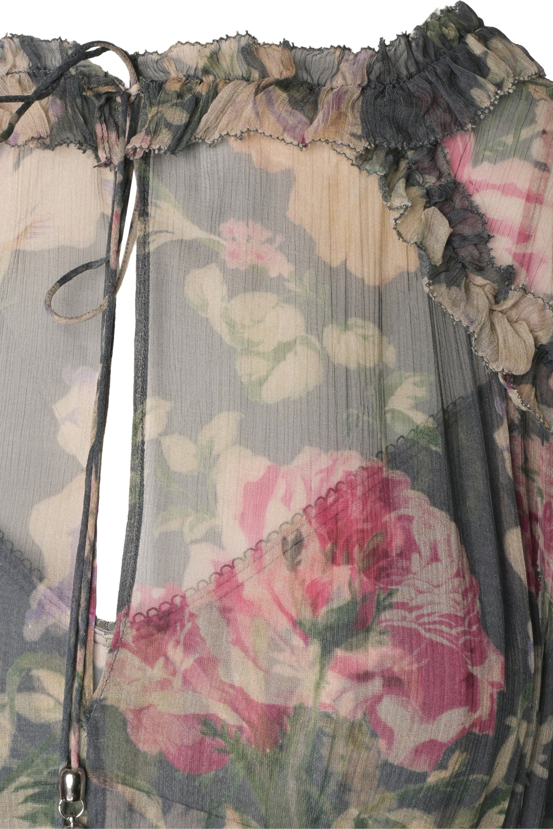 Zimmermann Size 1 Iris Floral Print Silk Ruffle Resort Midi Dress
