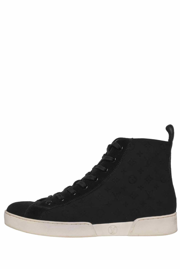 Louis Vuitton Size 37 Monogram Technical Fabric & Suede Stellar High Top Sneaker