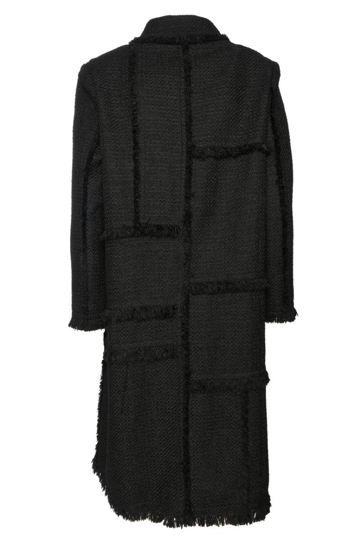 Lafayette 148 Size M BouclÃ© Tweed Hand-Fringed Patchwork Coat