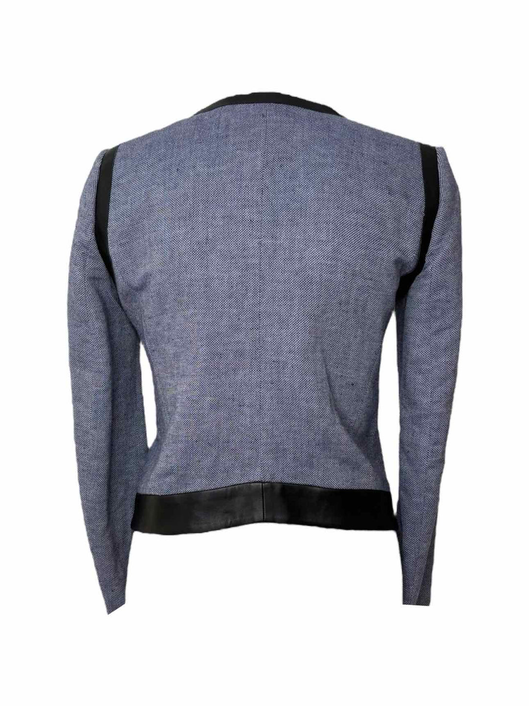 Sandro Linen Blend Leather Trim  Size 36 Blazer