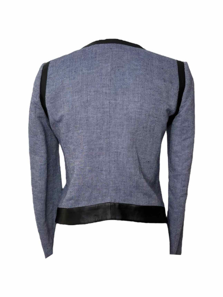 Sandro Linen Blend Leather Trim  Size 36 Blazer