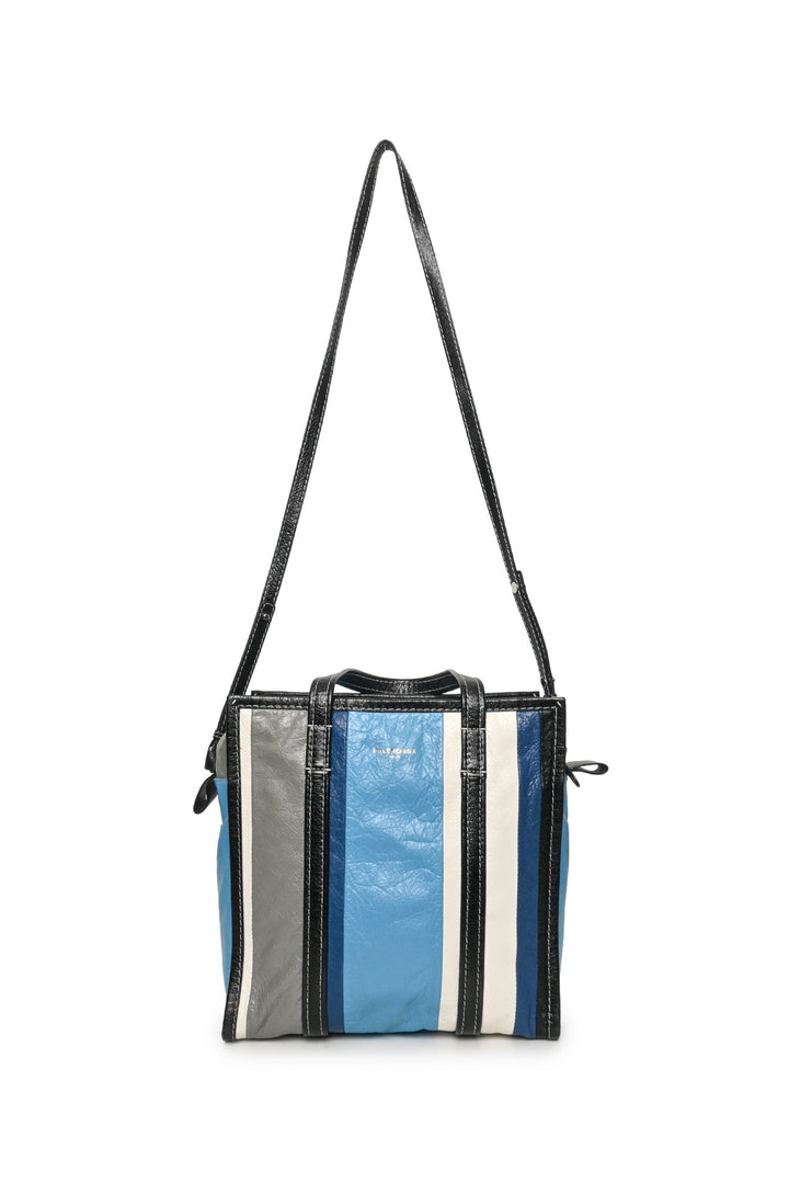 Balenciaga F/W 2017 Striped Lambskin Small Bazar Shopper Tote