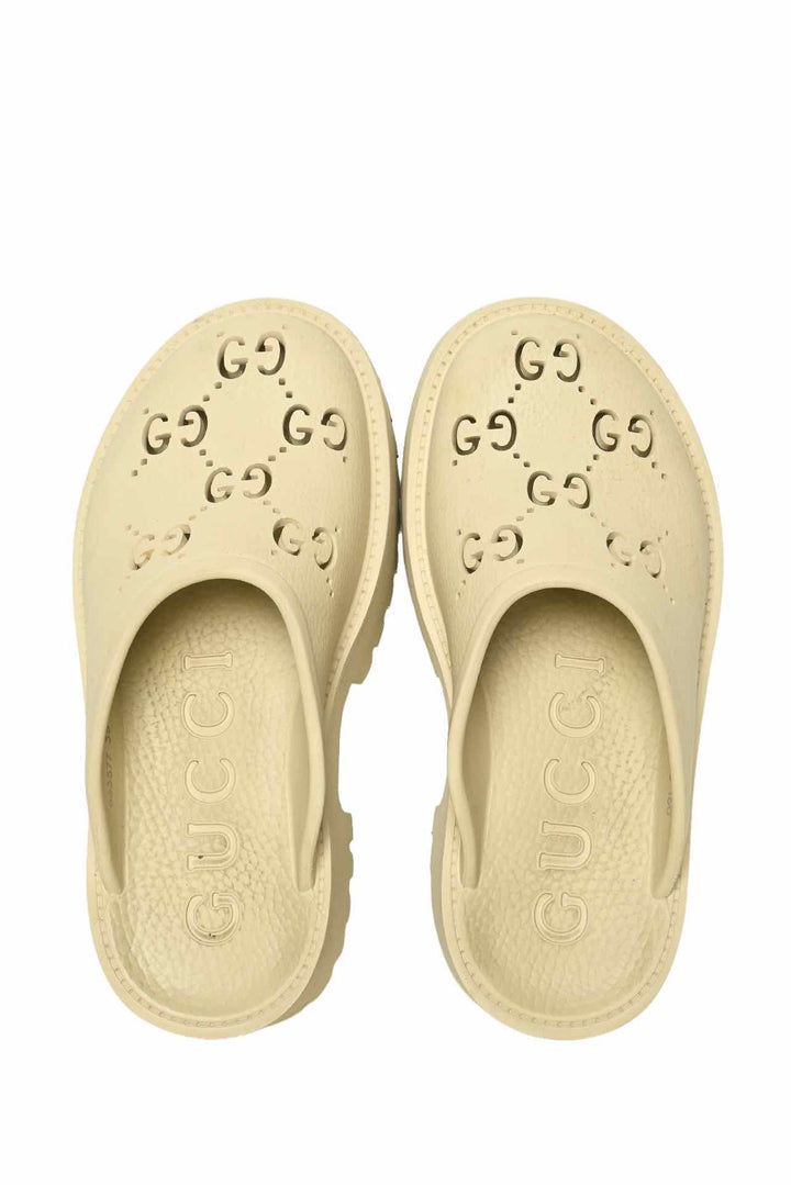 Gucci Size 35 Rubber Monogram GG Platform Slides