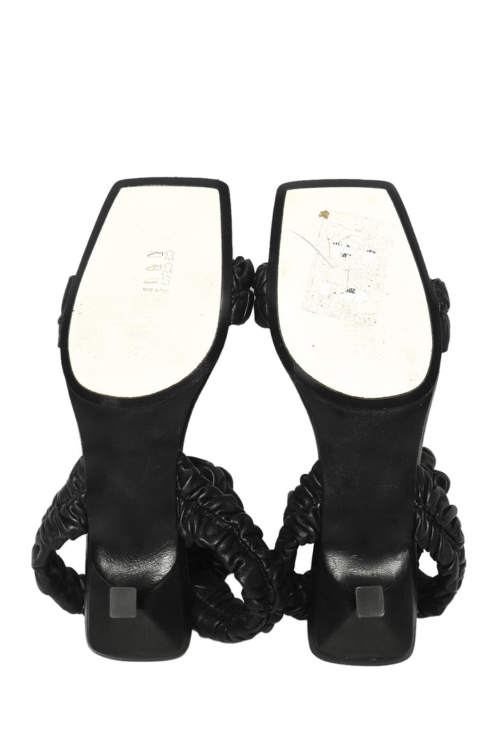 Khaite Size 39 Lexington Ruched Leather Kitten-Heel Sandals