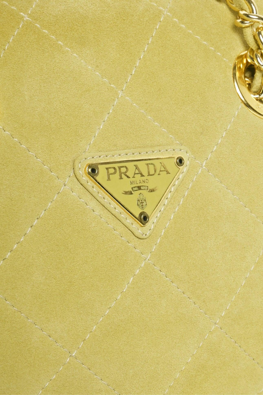 Prada Vintage Diamond Quilted Suede Chain Tote