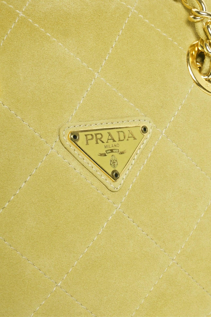 Prada Vintage Diamond Quilted Suede Chain Tote