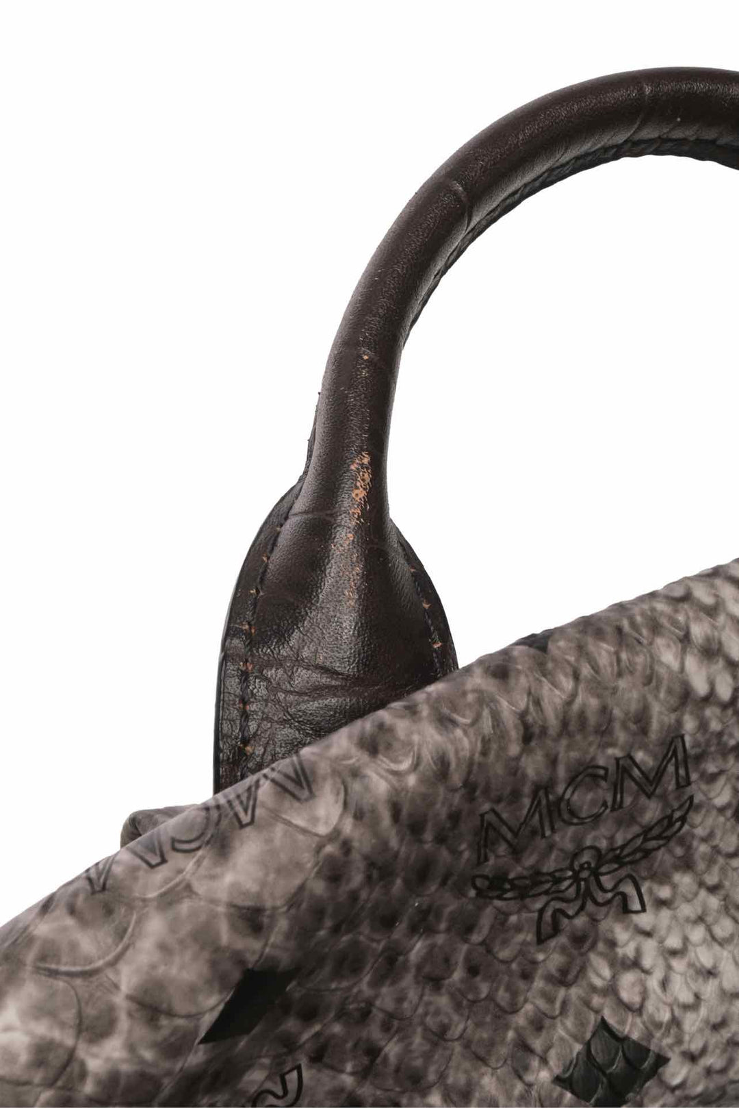 MCM Snakeskin Printed Studded Stark BackPack