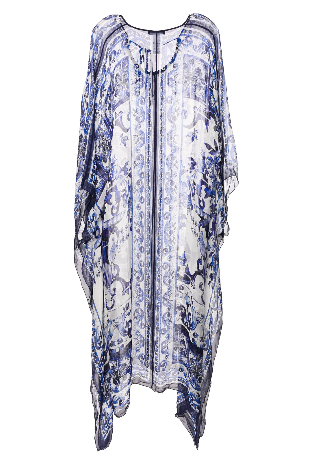 Dolce & Gabbana Size 6 Majolica-Print Chiffon Kaftan