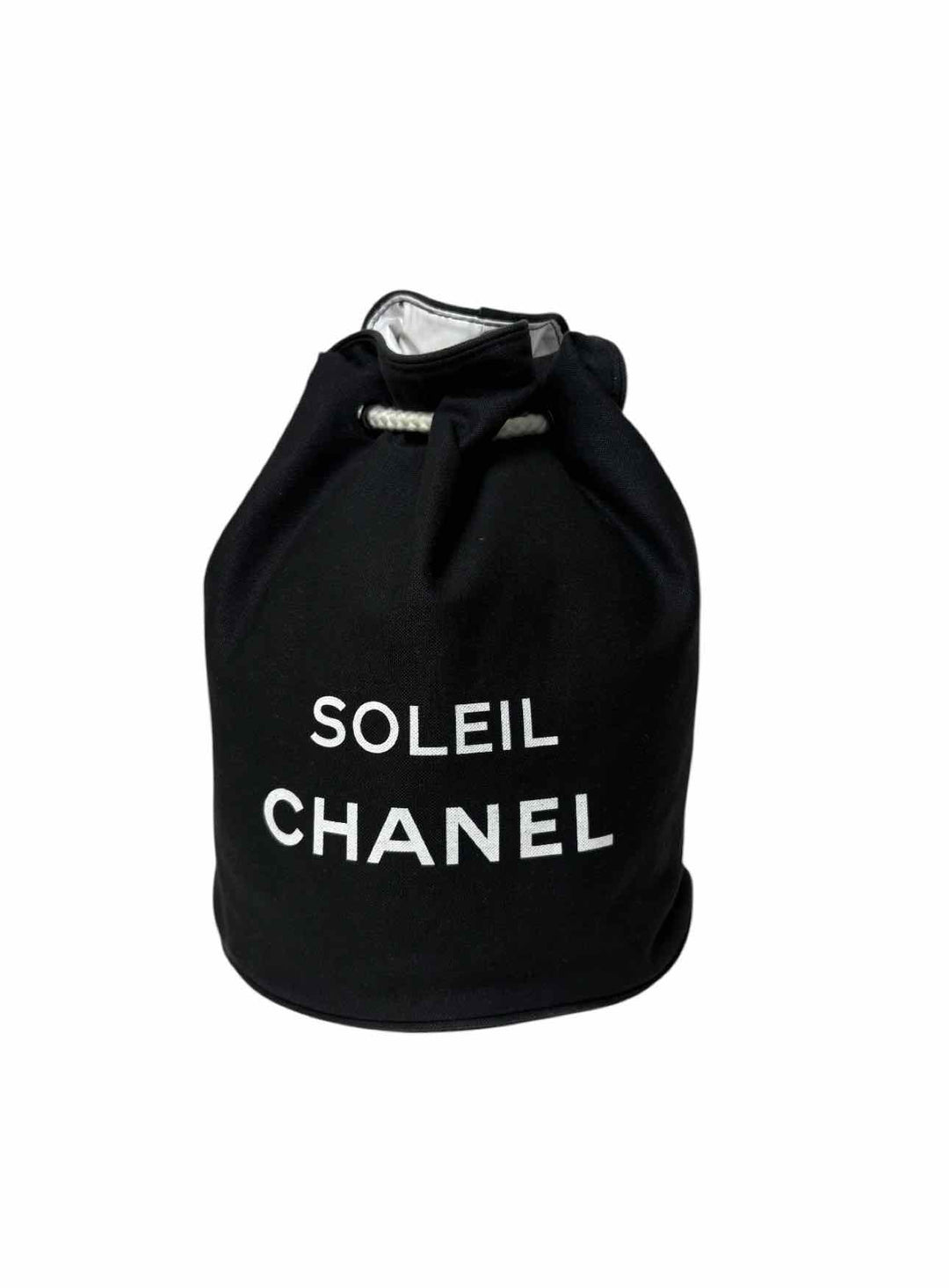 Chanel Soleil Drawstring Fabric Bucket Bag Purse