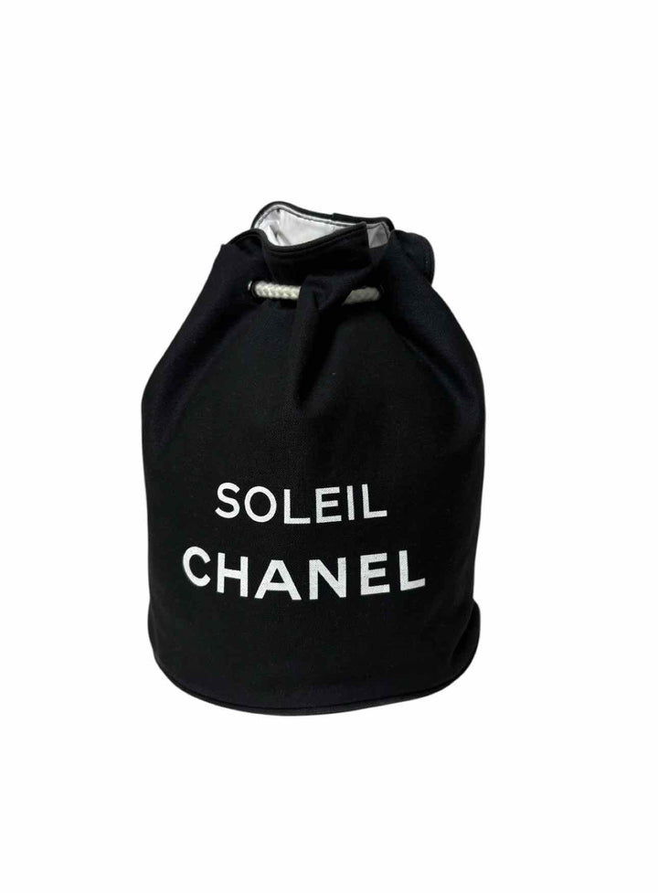 Chanel Soleil Drawstring Fabric Bucket Bag Purse