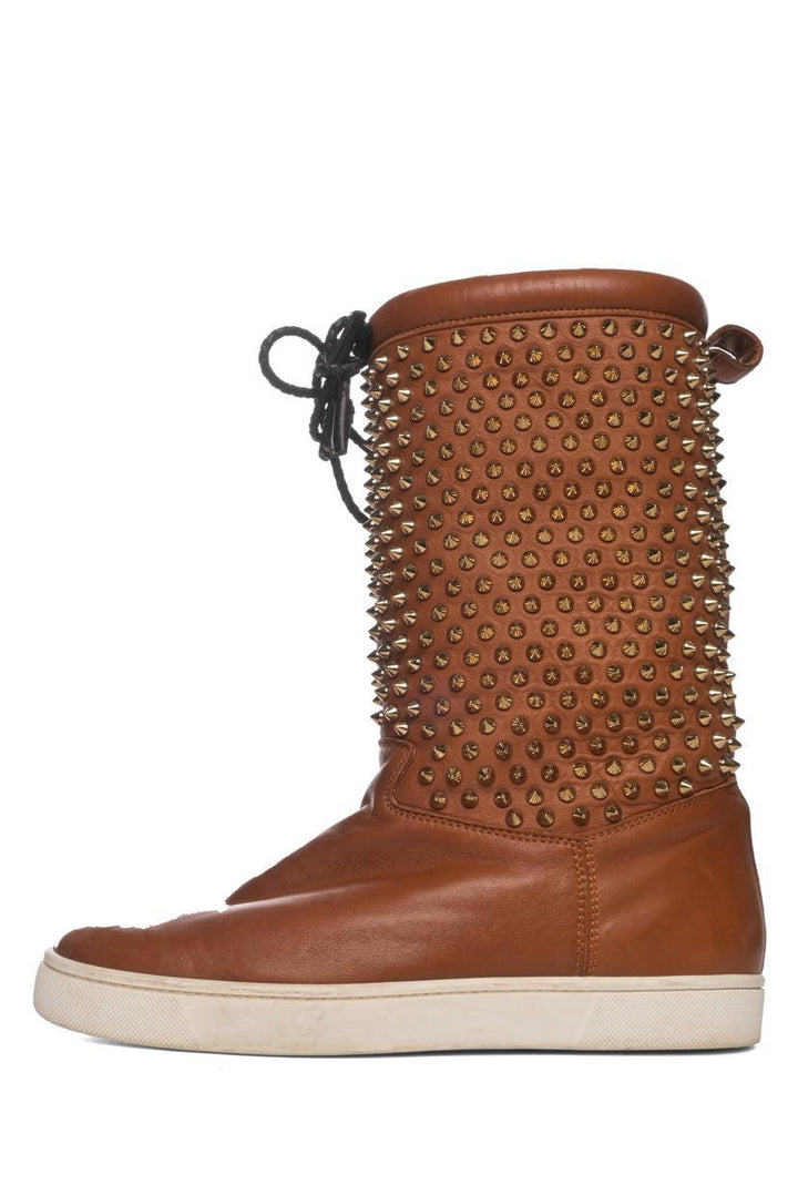 Christian Louboutin Size 9 Surlapony Spiked Mid Calf Ankle Boots