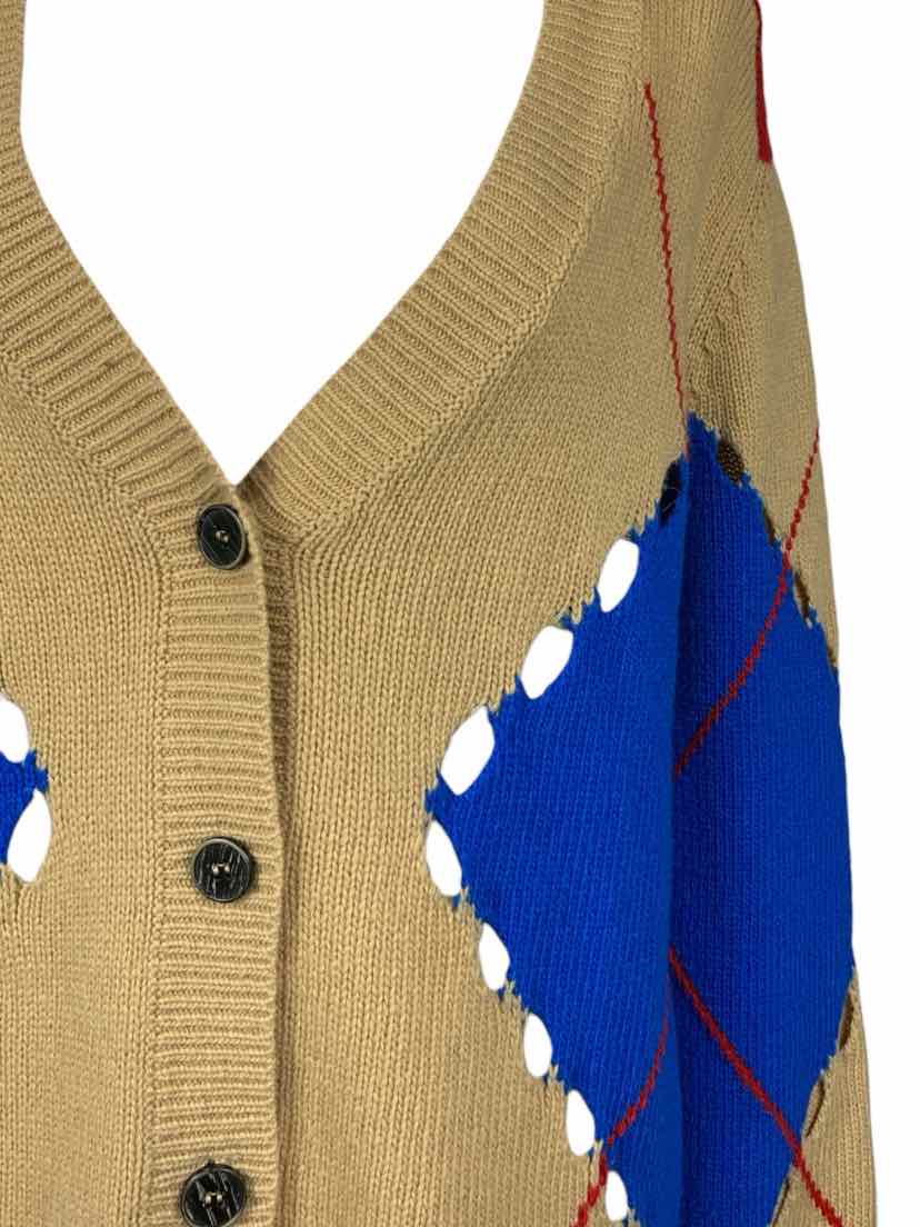 MSGM Size M Distressed Argyle Cardigan