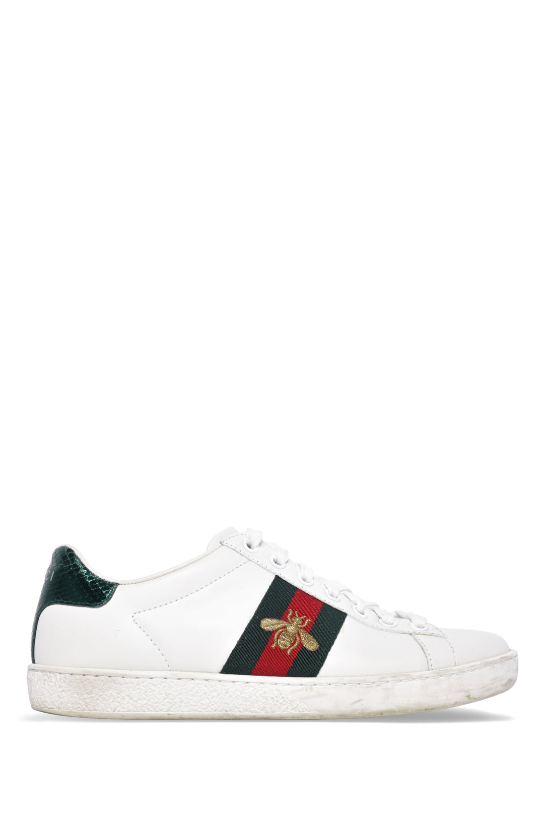 Gucci Size 36 Ace Bee Embroidered Web Stripe Leather Low Top Sneaker