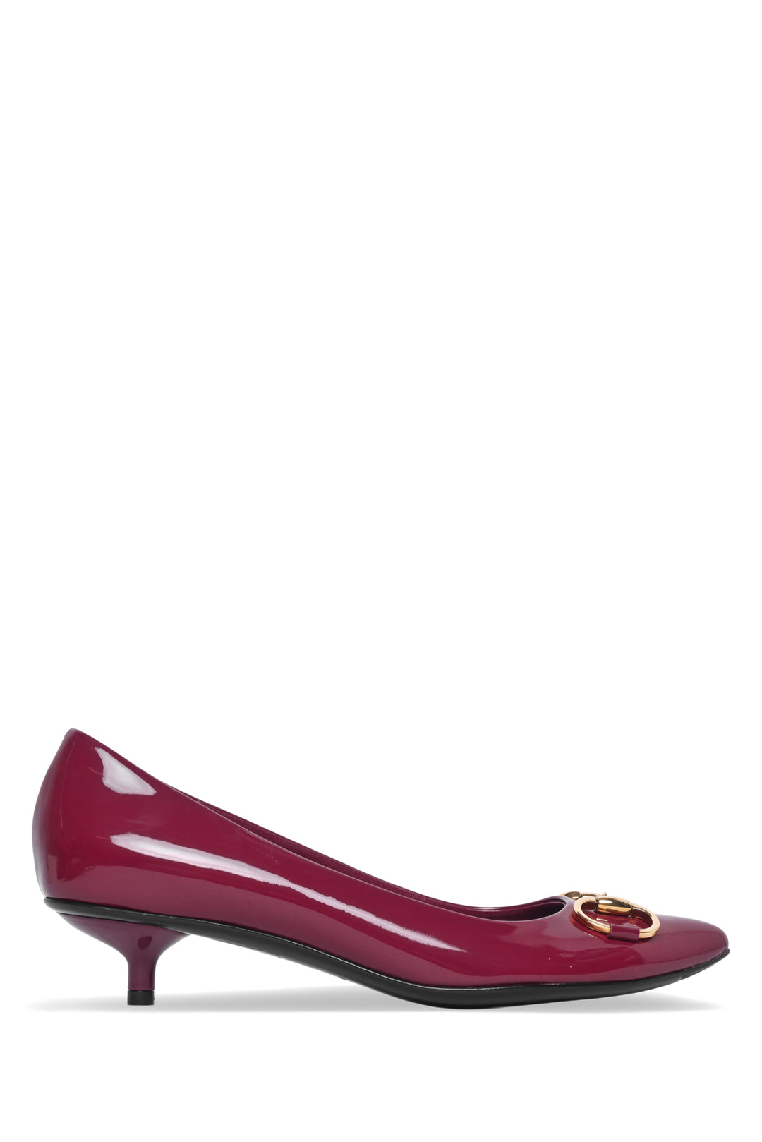 Gucci Size 37 Patent Horsebit Kitten Pumps