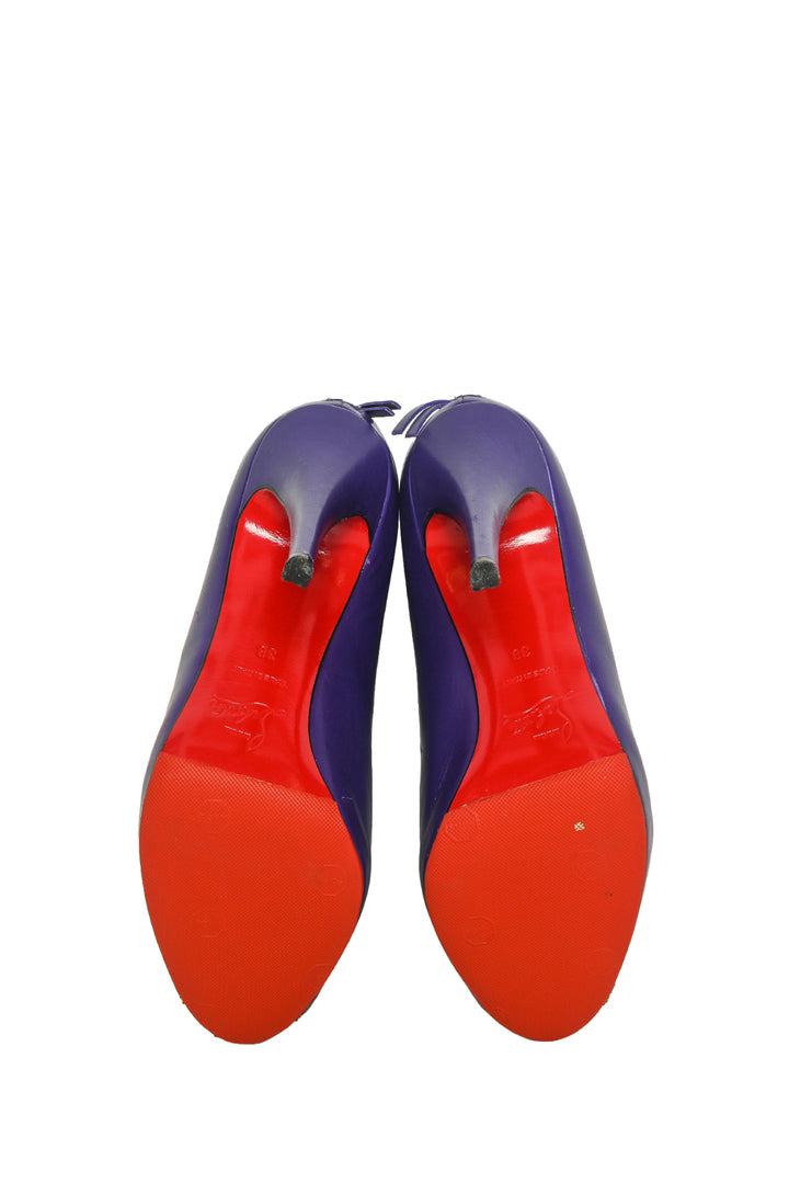 Christian Louboutin Size 38 Leather & Suede Col Zippe Peep Toe Ankle Boots