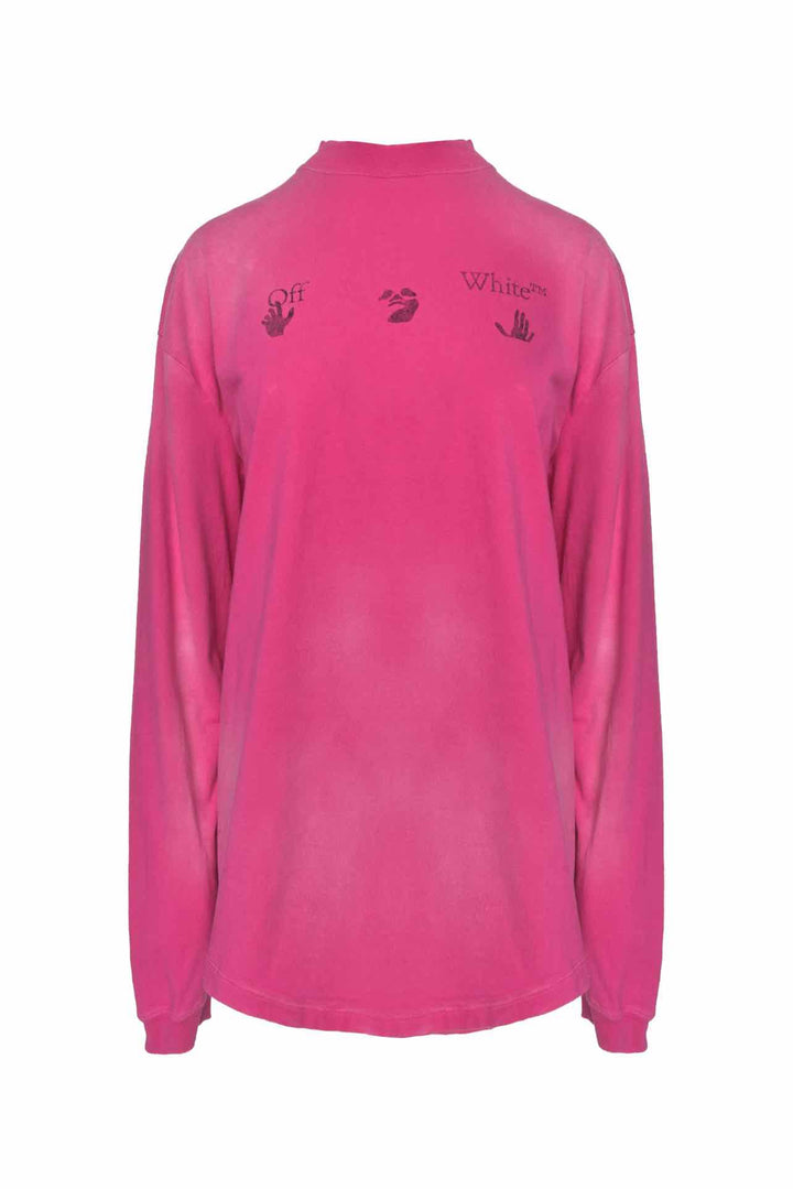 OFF-WHITE Size L/XL Men's Distressed Logo Long Sleeve T-shirt