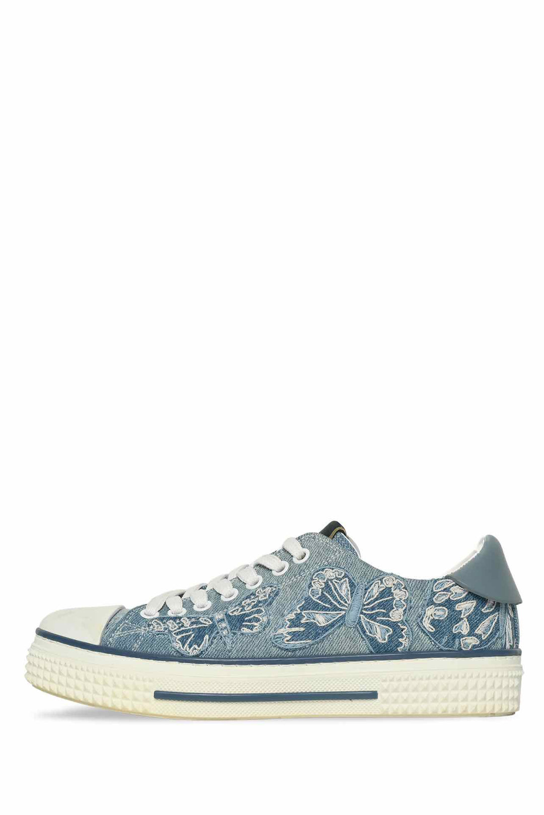 Valentino Size 36.5 Denim Butterfly Embroidered Sneaker
