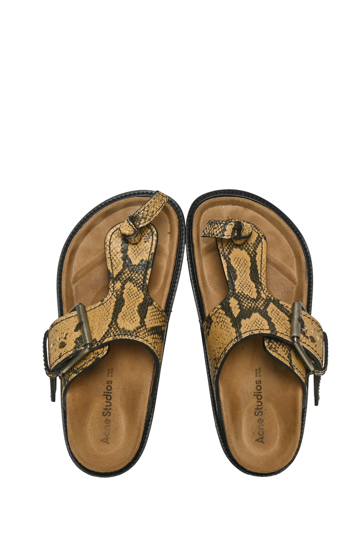 Acne Studios Size 37 Beline Python-Effect Leather Thong Sandals