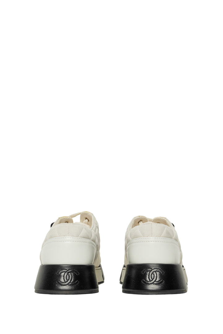Chanel Size 36 Suede & Canvas Quilted Platform Sneaker