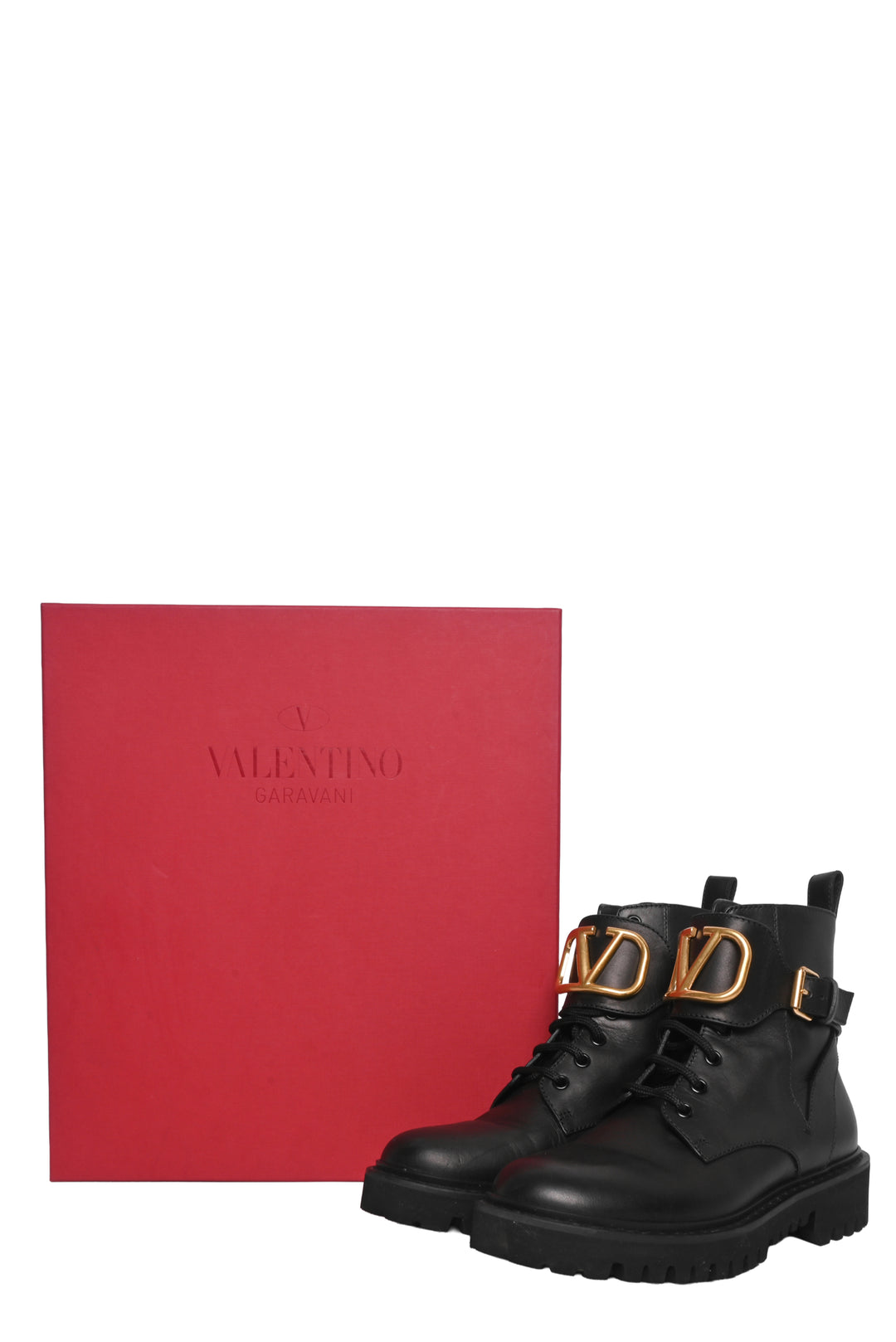 Valentino Size 35.5 Vlogo Combat Ankle Boots