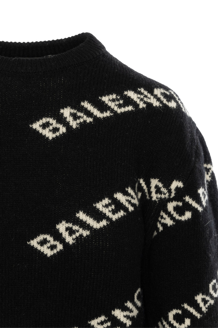 Balenciaga Size 36 2018 Allover Logo Crewneck Sweater