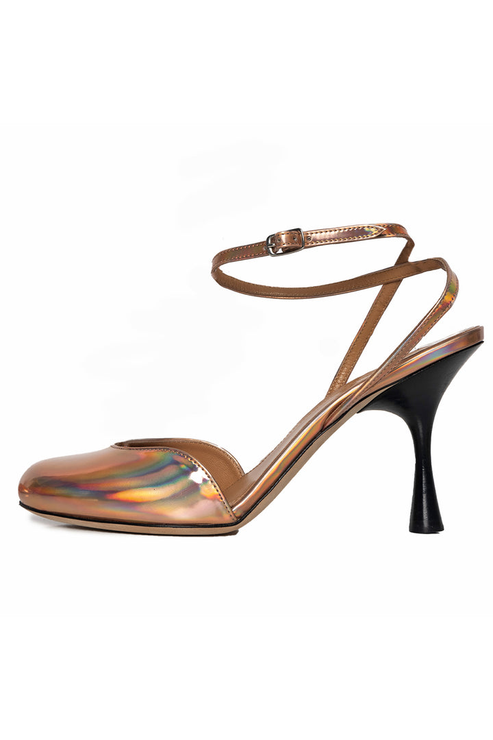 Loewe Size 39 Iridescent Leather Ankle Strap Pumps