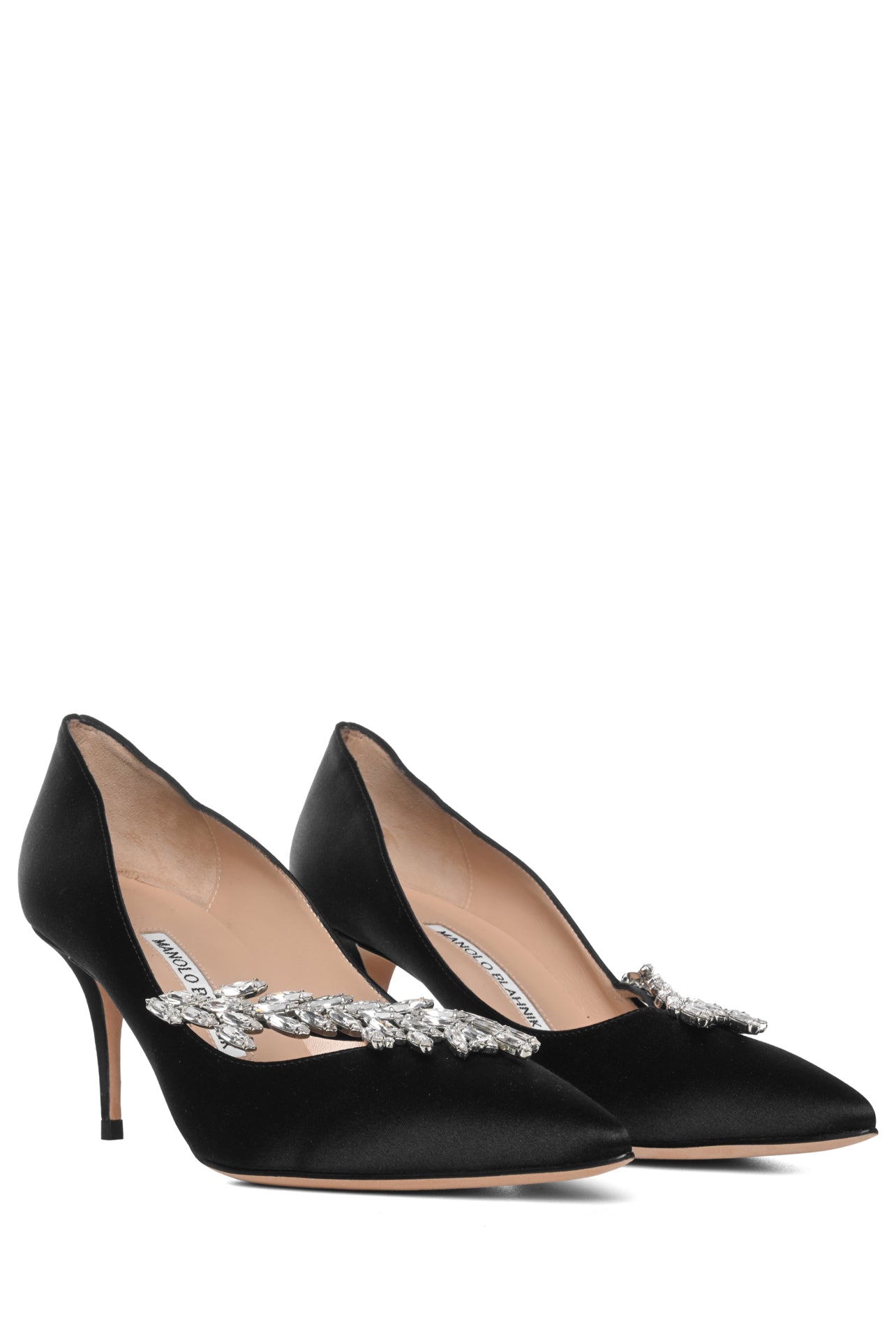 Manolo Blahnik Size 36 Nadira Satin Jewel Buckle Pumps - Luxury
