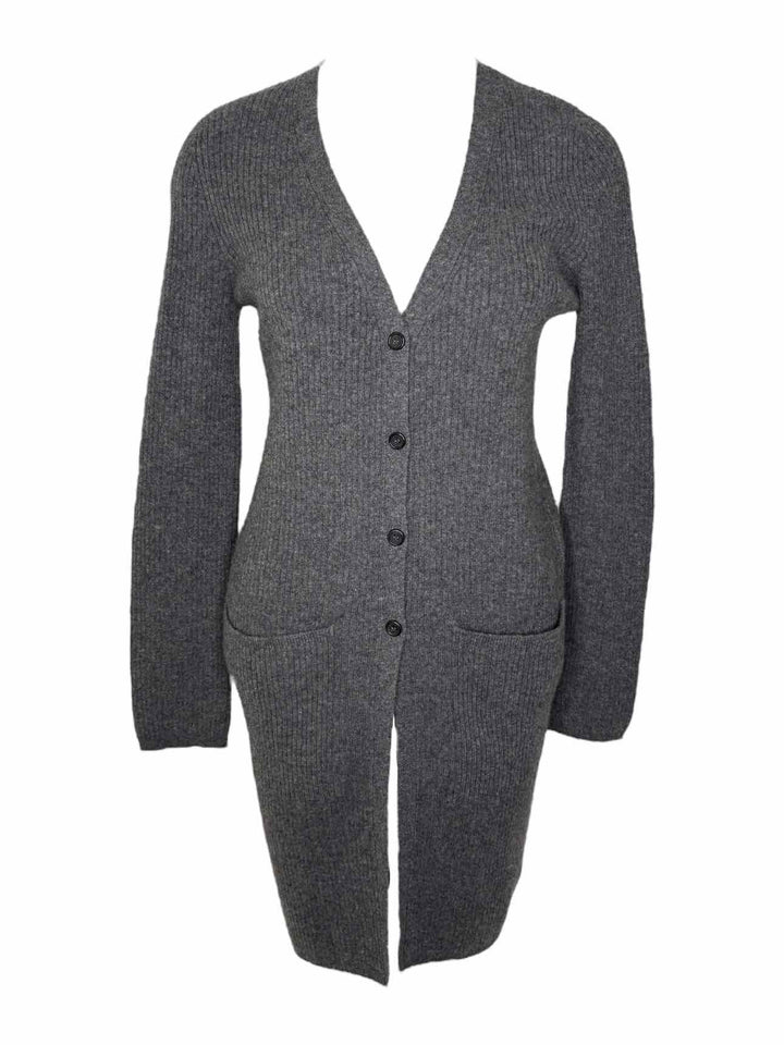 Black Goat Long Ribbed Cashmere Size M Cardigan