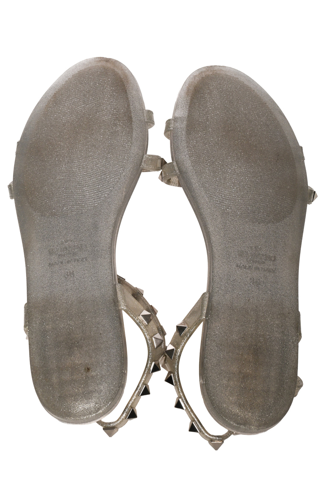 Valentino Size 38 Metallic Rockstud Sandals