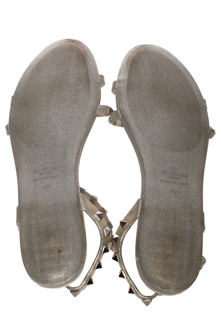Valentino Size 38 Metallic Rockstud Sandals
