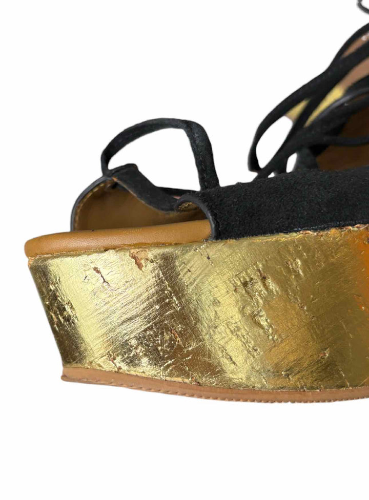 See by Chloe Size 39 Liana Platform Cork Wedge Lace Up Sandals
