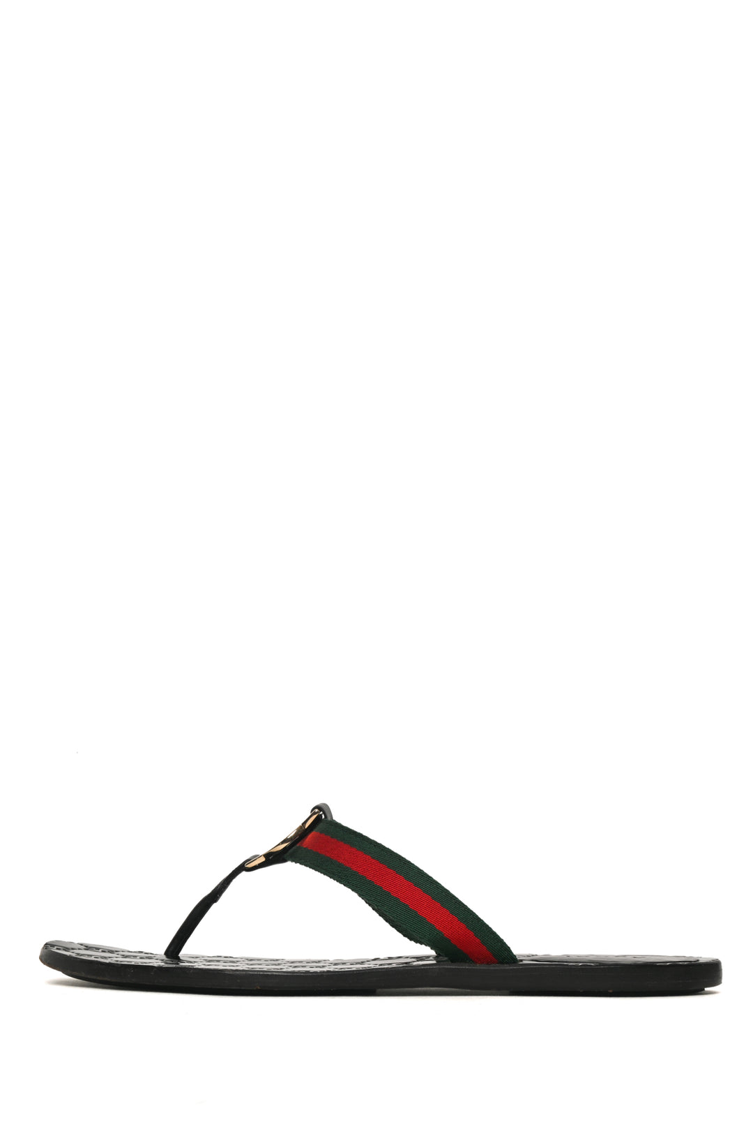 Gucci Size 39 GG Embossed Leather & Web Thong Sandals