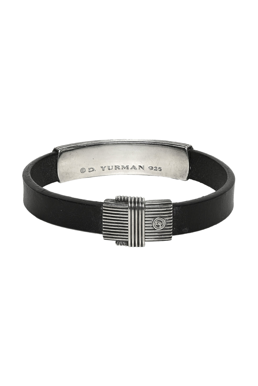 David Yurman Men's Striated Sterling Silver & Leather ID Bracelet